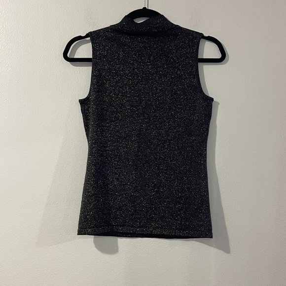 Ann Taylor Tops - ANN TAYLOR Mock Turtleneck Sleeveless Glitter Top / Black / Size - X-Small (XS)